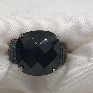 Checkerboard Black Spinel / Pave Ring